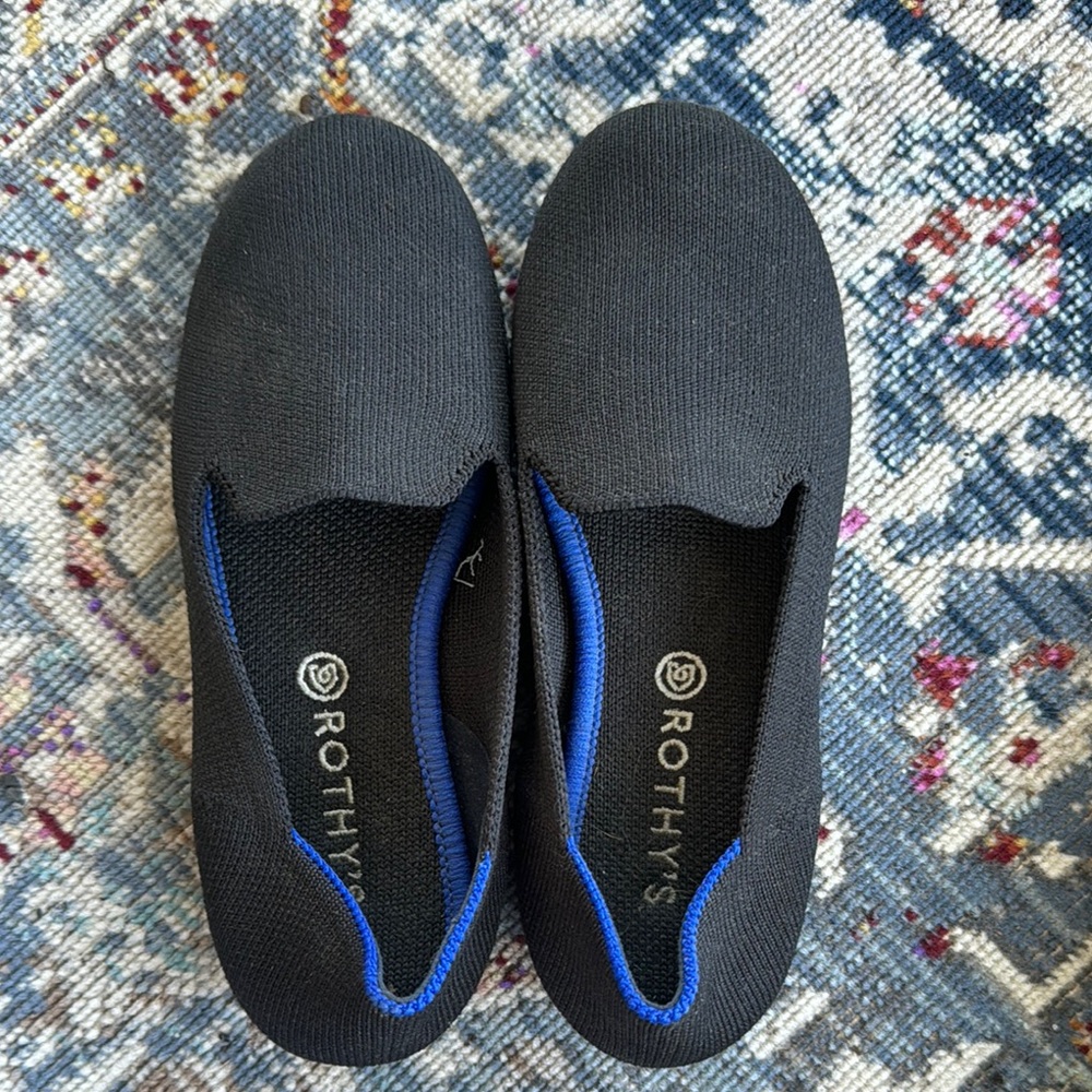 Rothy's Black and Blue Loafers Slip-On Shoes